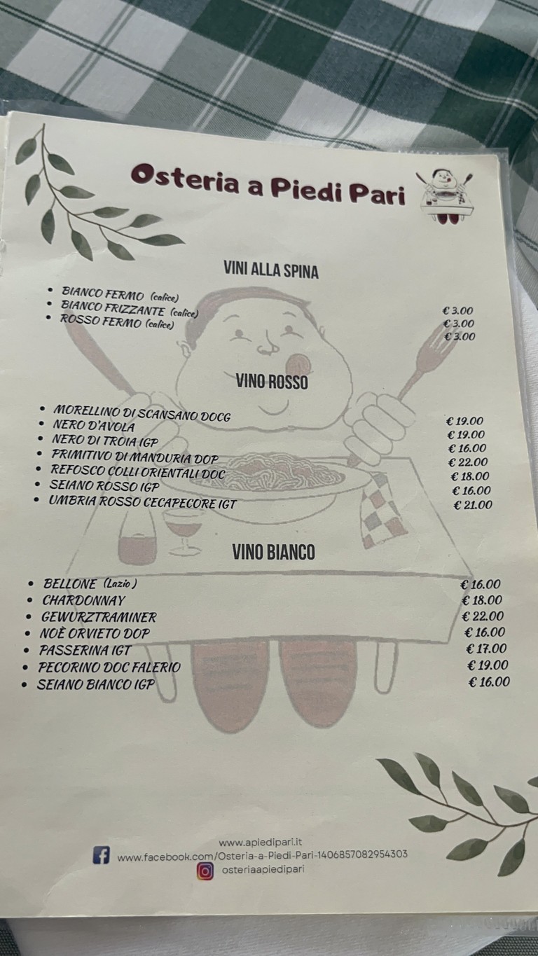 Osteria A Piedi Pari menu 8