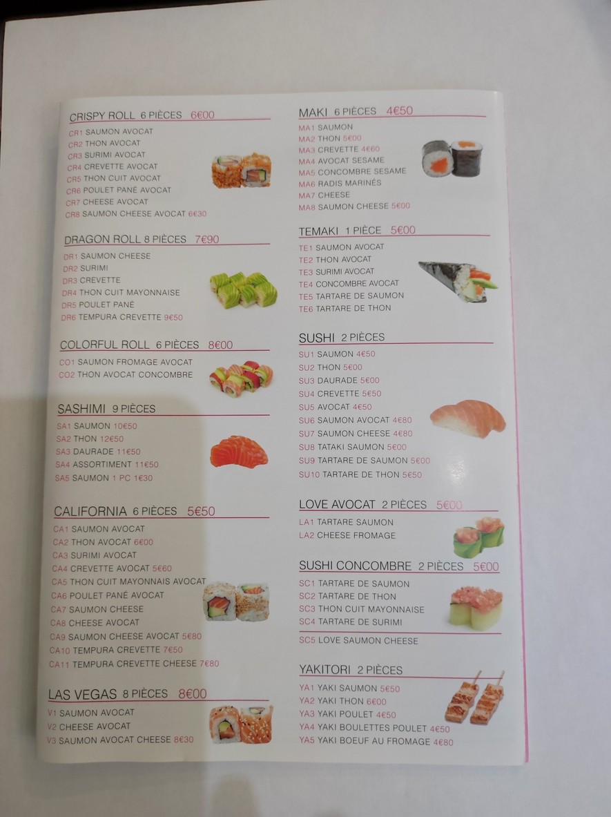 IKIRA SUSHI menu 1
