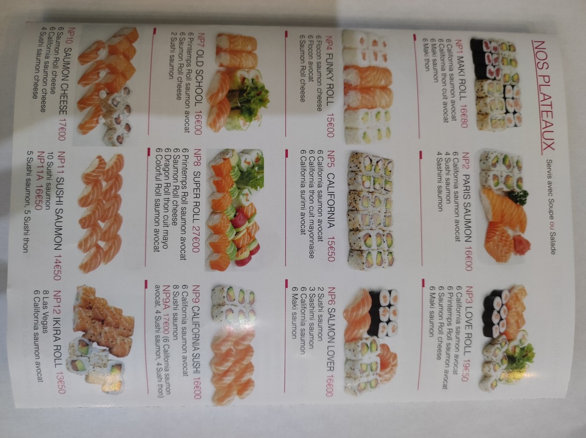 IKIRA SUSHI menu 2