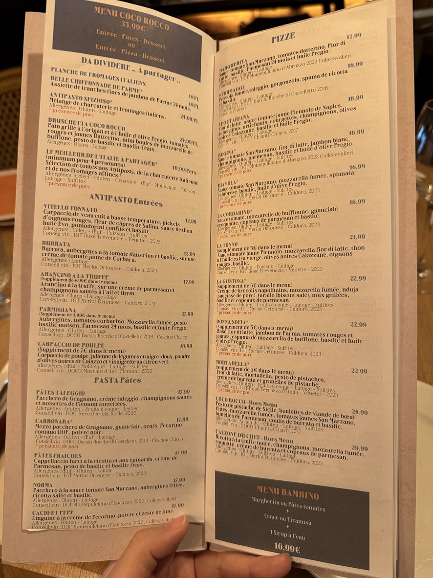 Coco Rocco menu 1