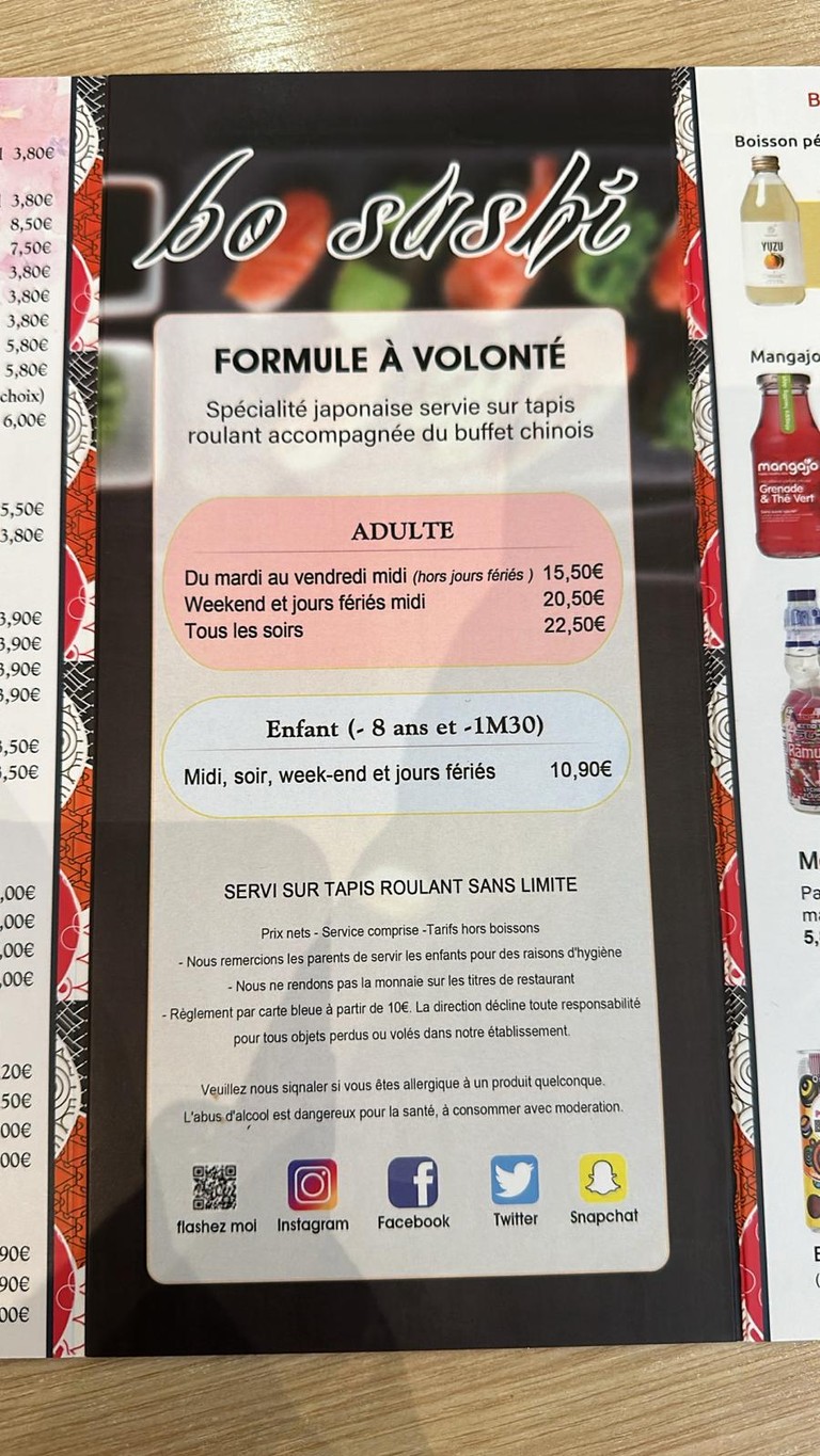 Bo Sushi menu 2