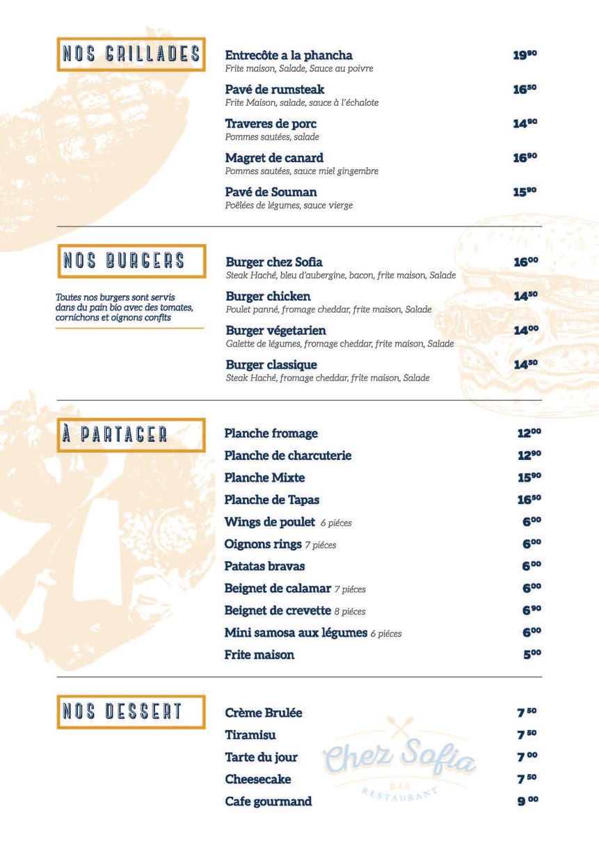 Chez sofia menu 2