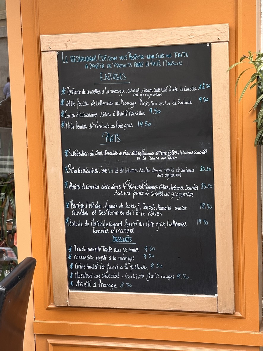 L'Épidon - Restaurant français menu 1