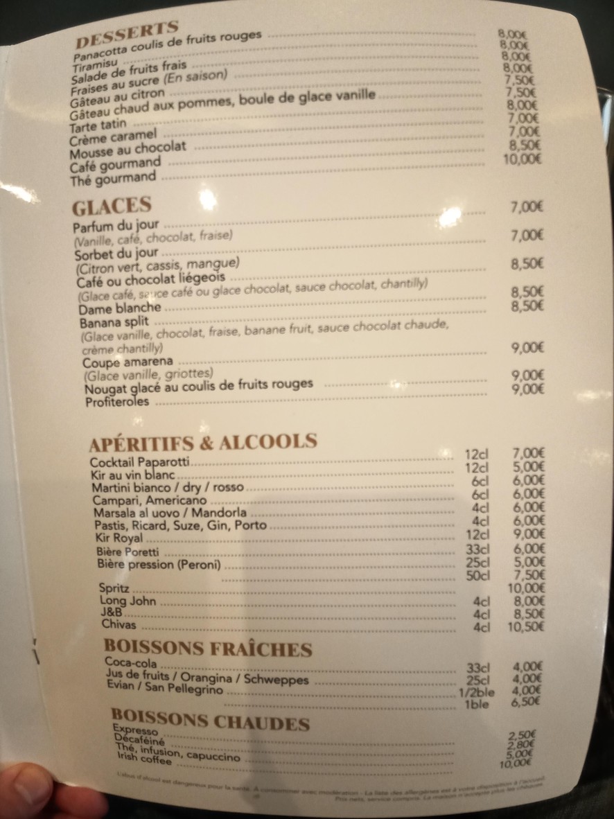 Restaurant Paparotti Boulogne-Billancourt menu 4