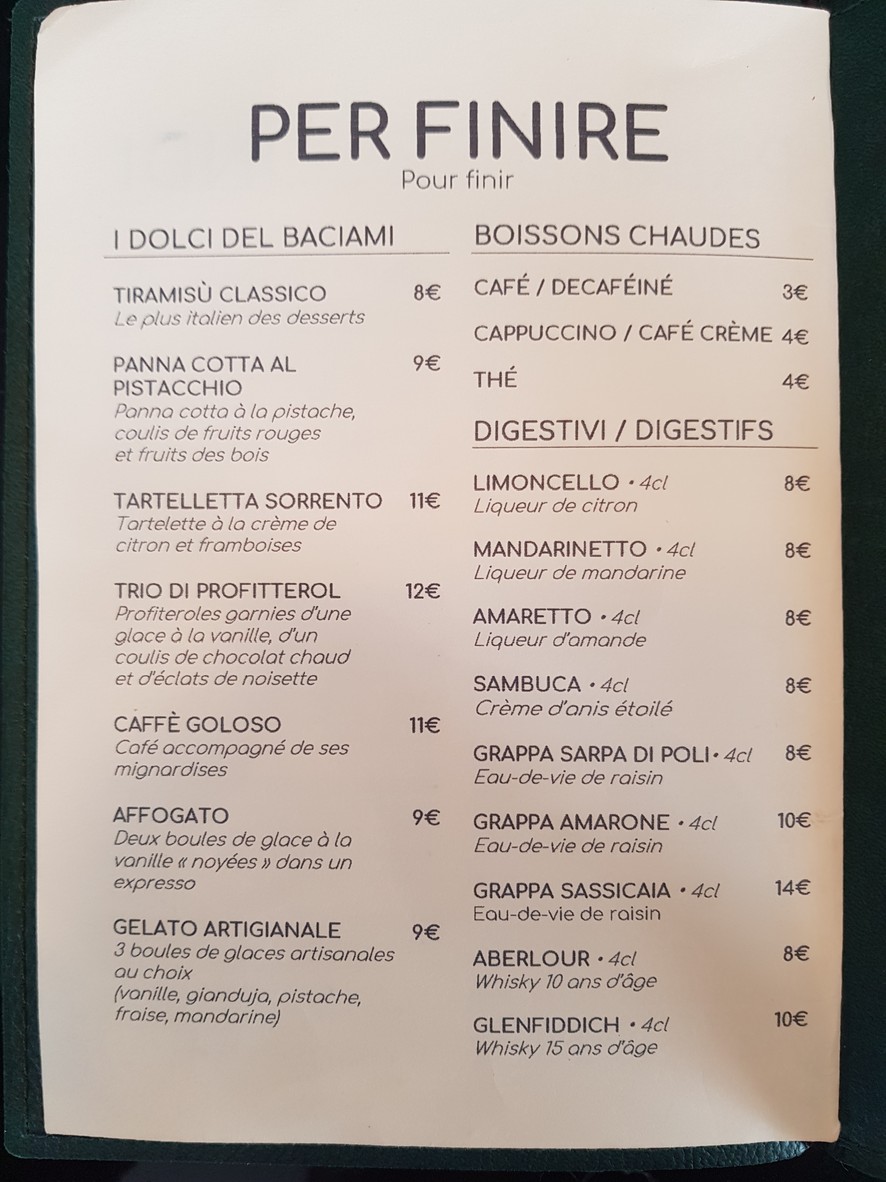 Baciami menu 2