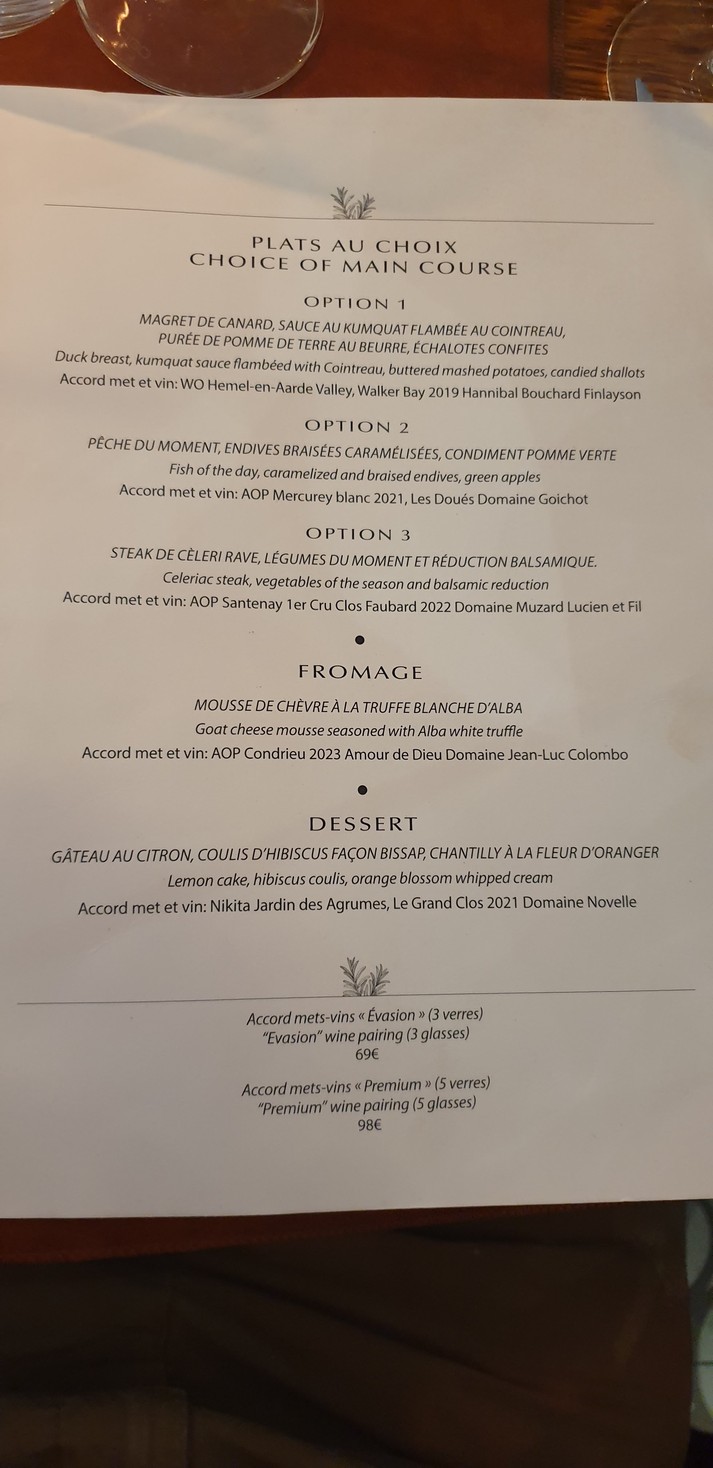Bistro V menu 1