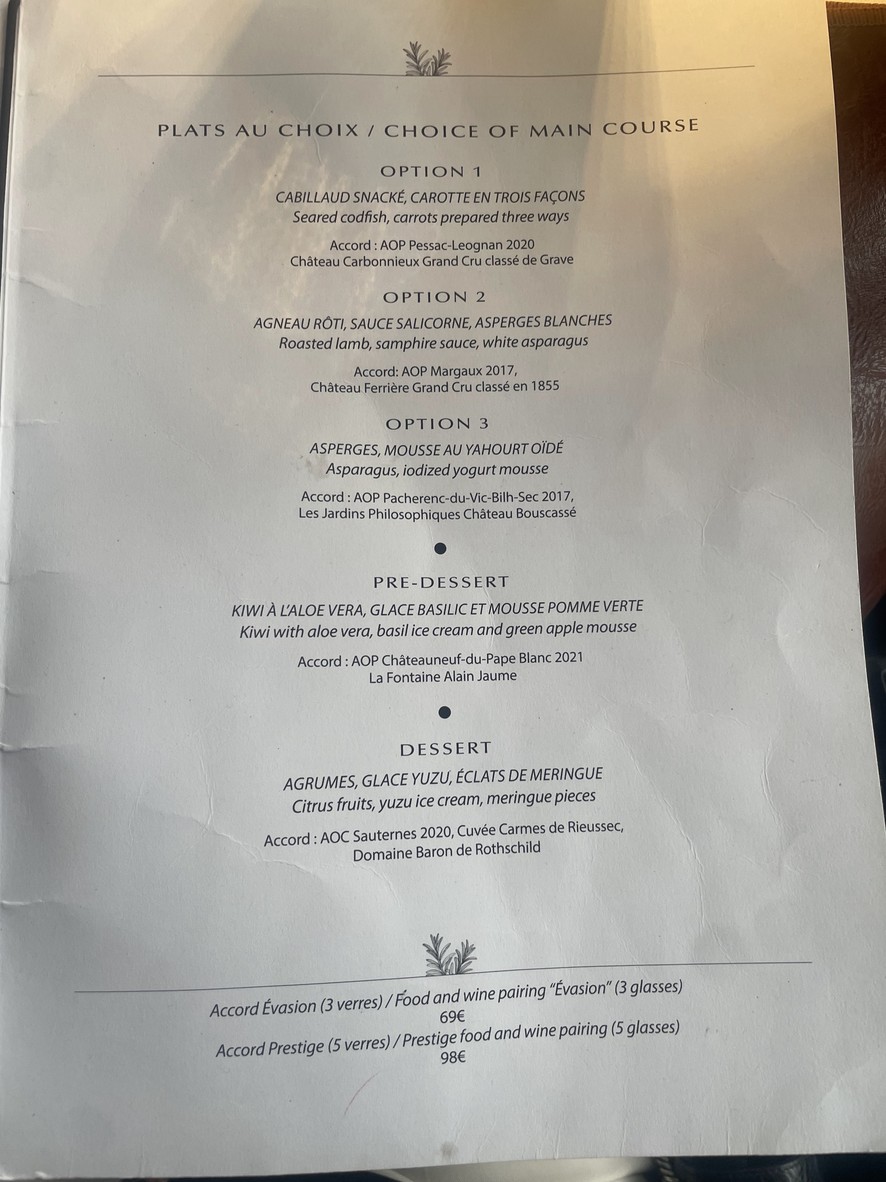 Bistro V menu 2