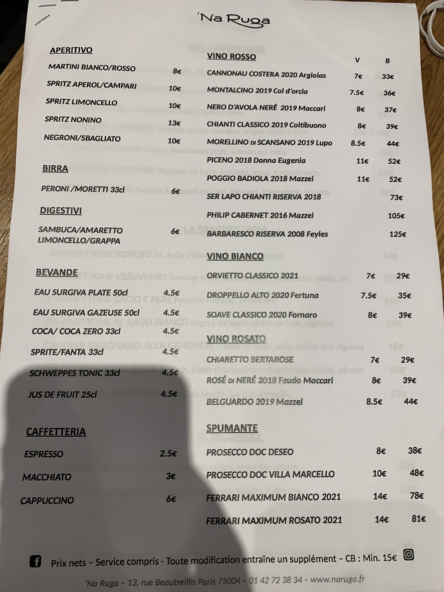 NA RUGA menu 3