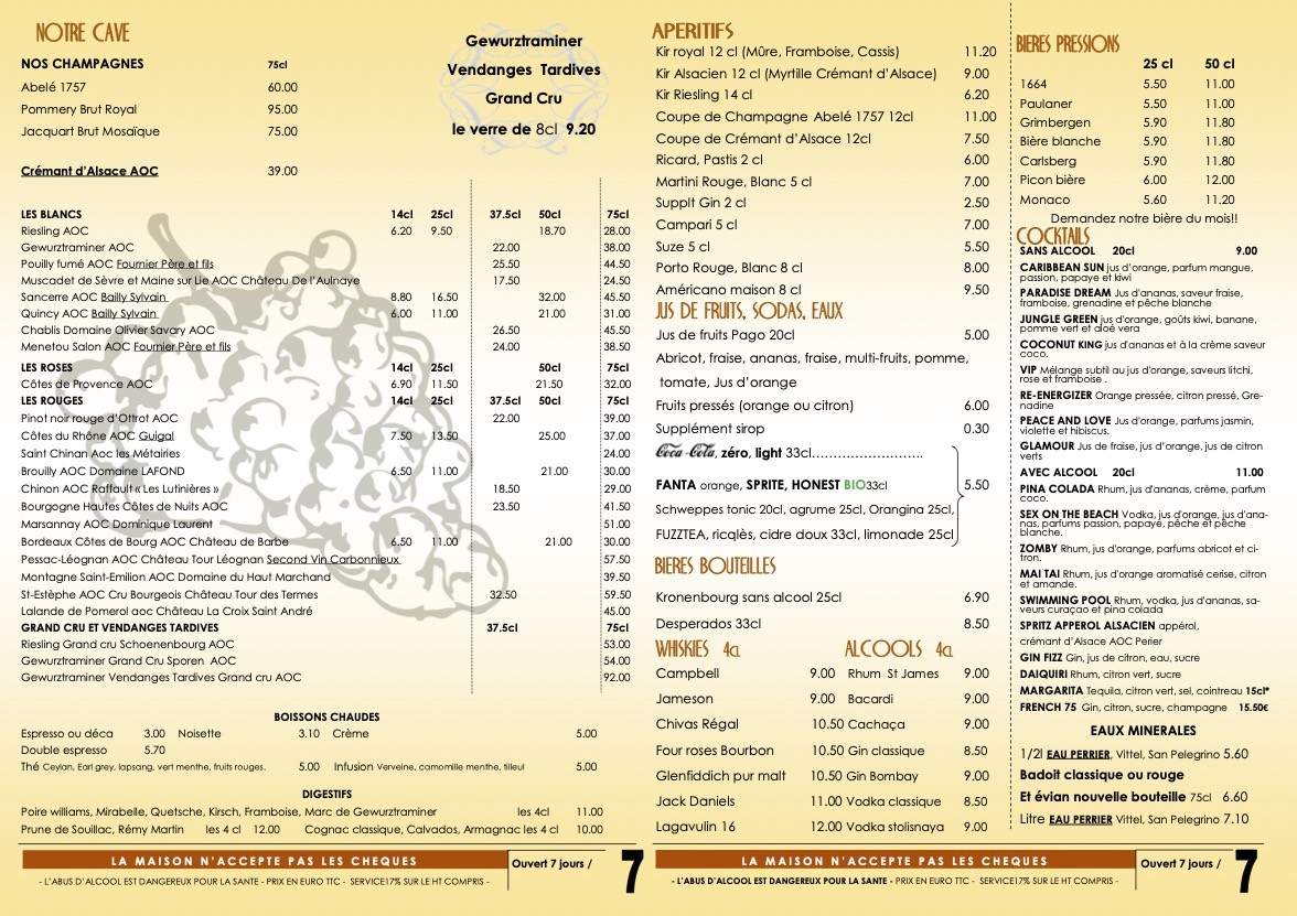 Le Café de l'Est menu 3