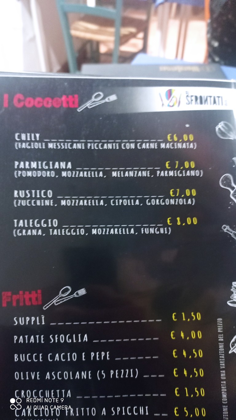 Gli Sfrontati BIS menu 2