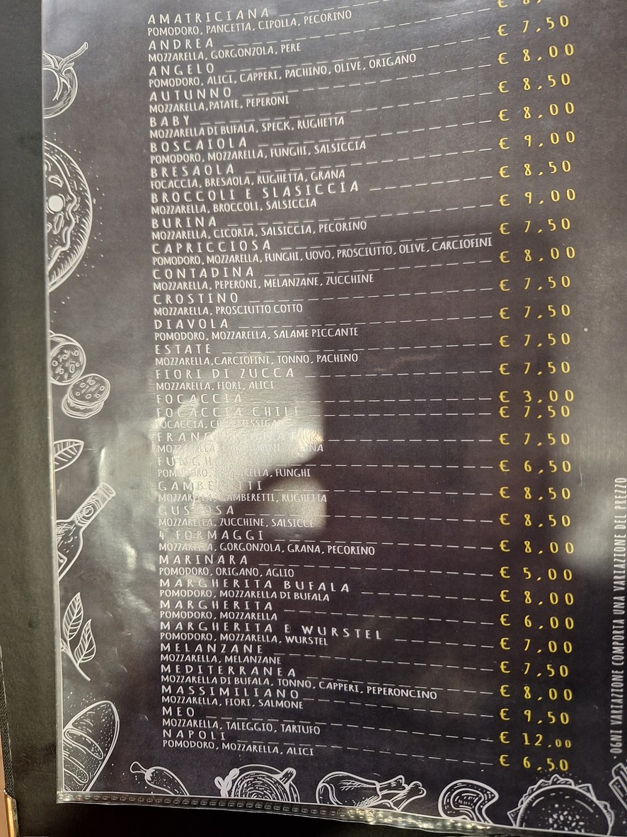 Gli Sfrontati BIS menu 3
