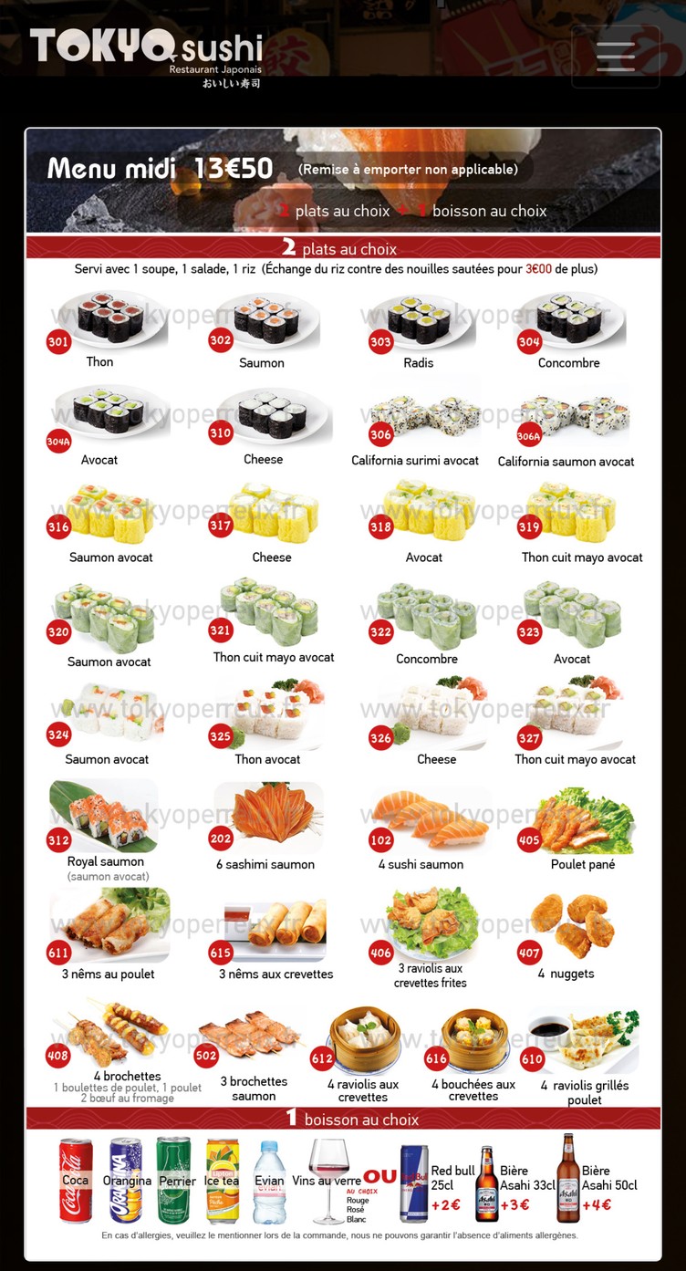 Tokyo Sushi (LE PERREUX) menu 1