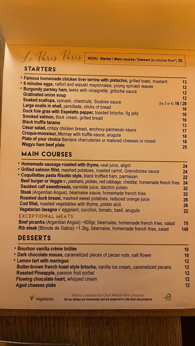 Le Paris Paris menu 3
