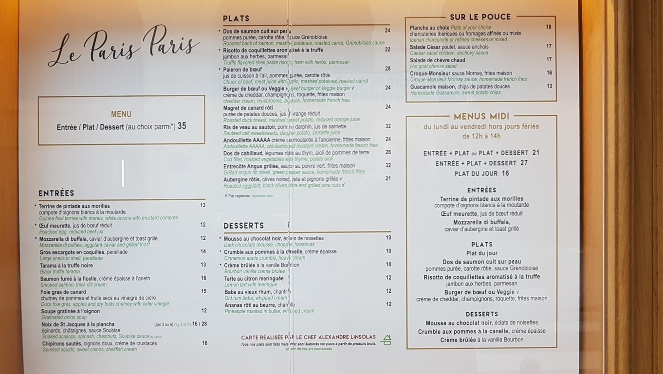 Le Paris Paris menu 5
