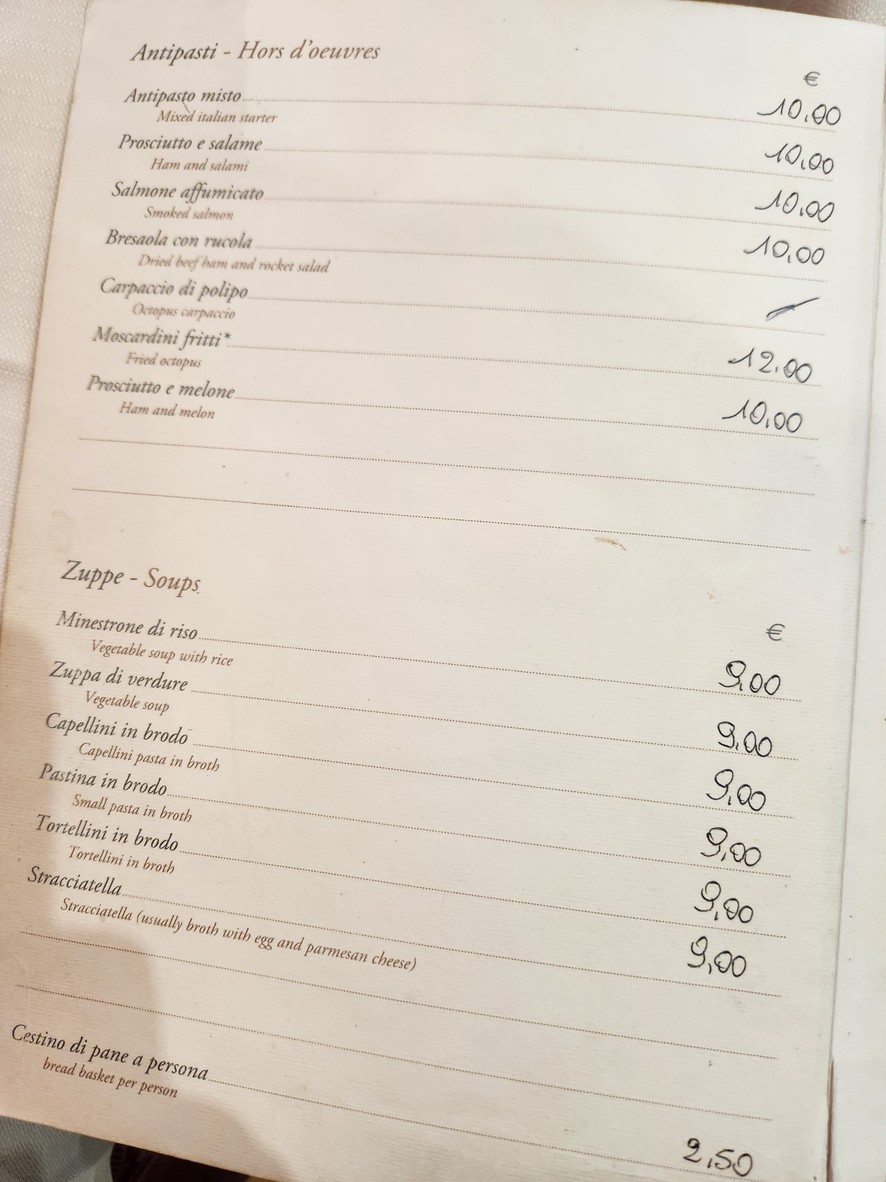 Osteria dei Pontefici menu 1