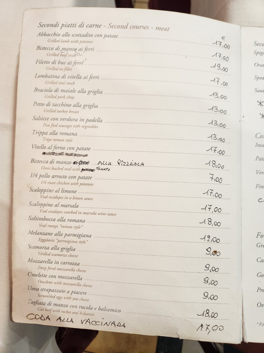 Osteria dei Pontefici menu 3