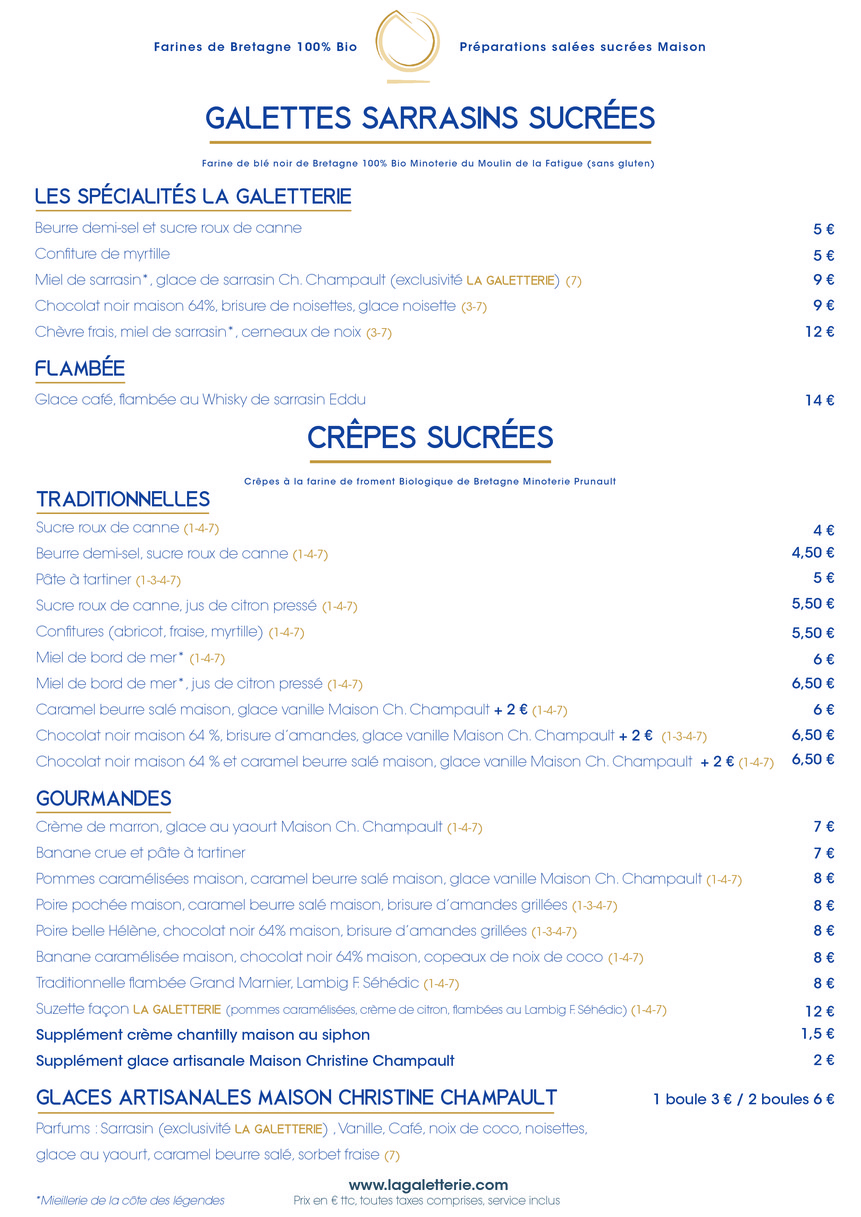 La Galetterie menu 2