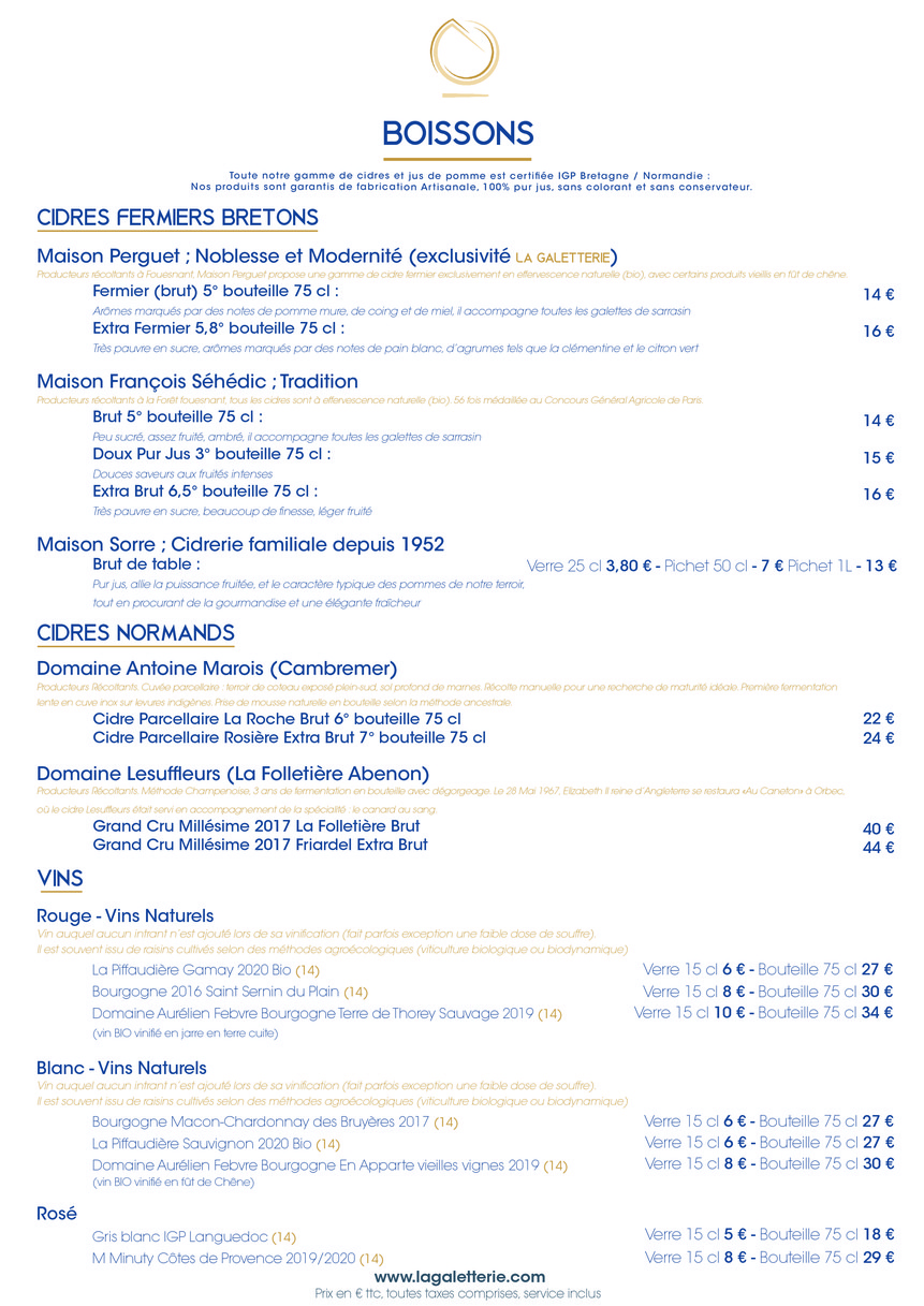 La Galetterie menu 3