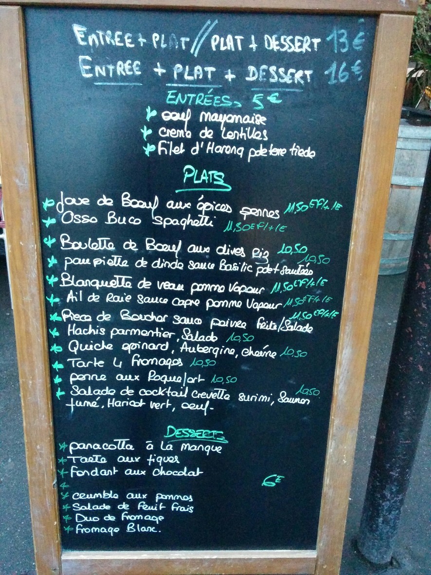 Café Parisien menu 1