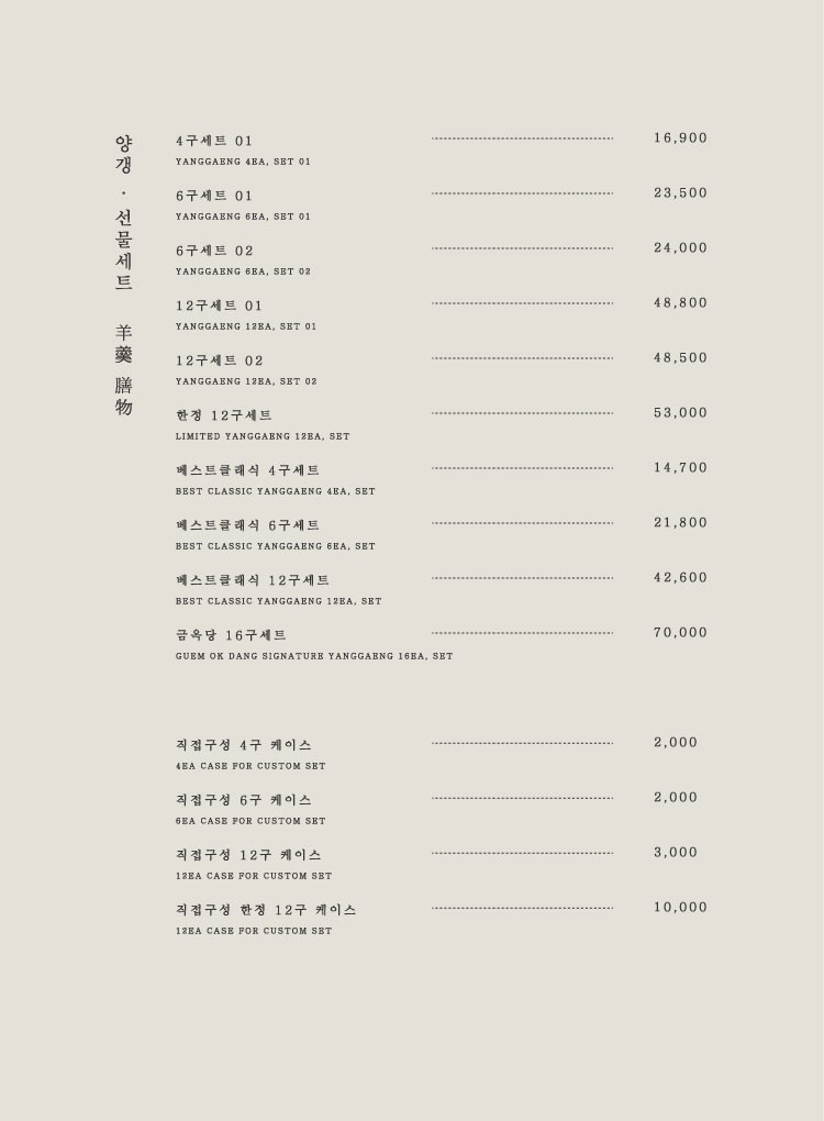 Tienda Geumokdang Yeonhui menu 2