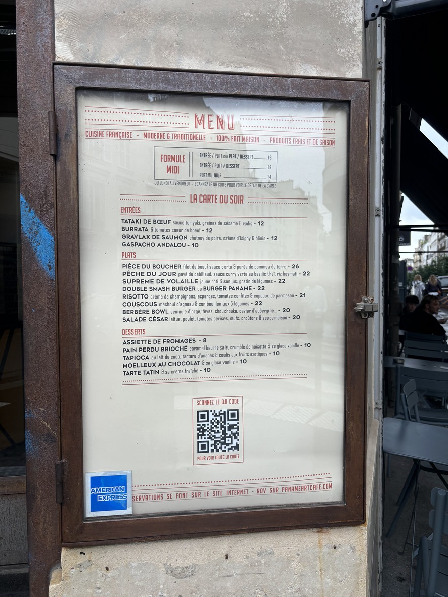 Le Paname Art Café menu 1
