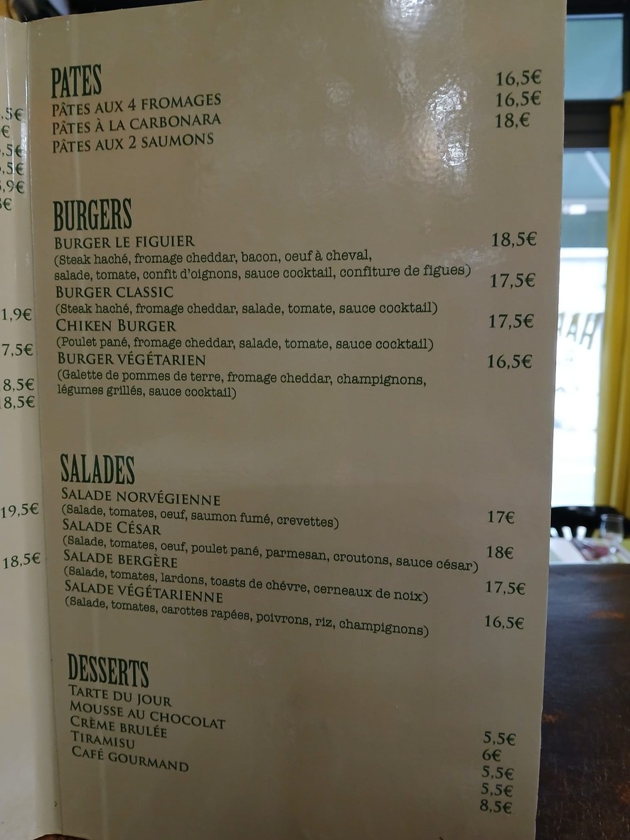 Le Figuier menu 2