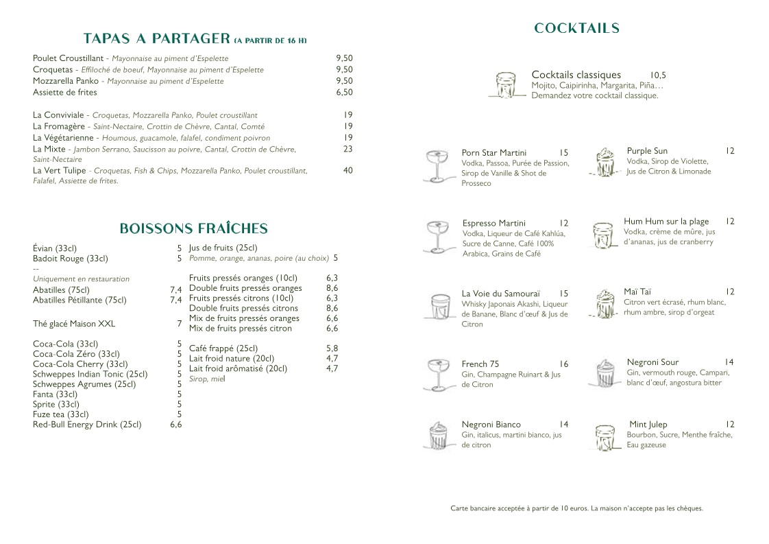 BRASSERIE LE VERT TULIPE menu 2