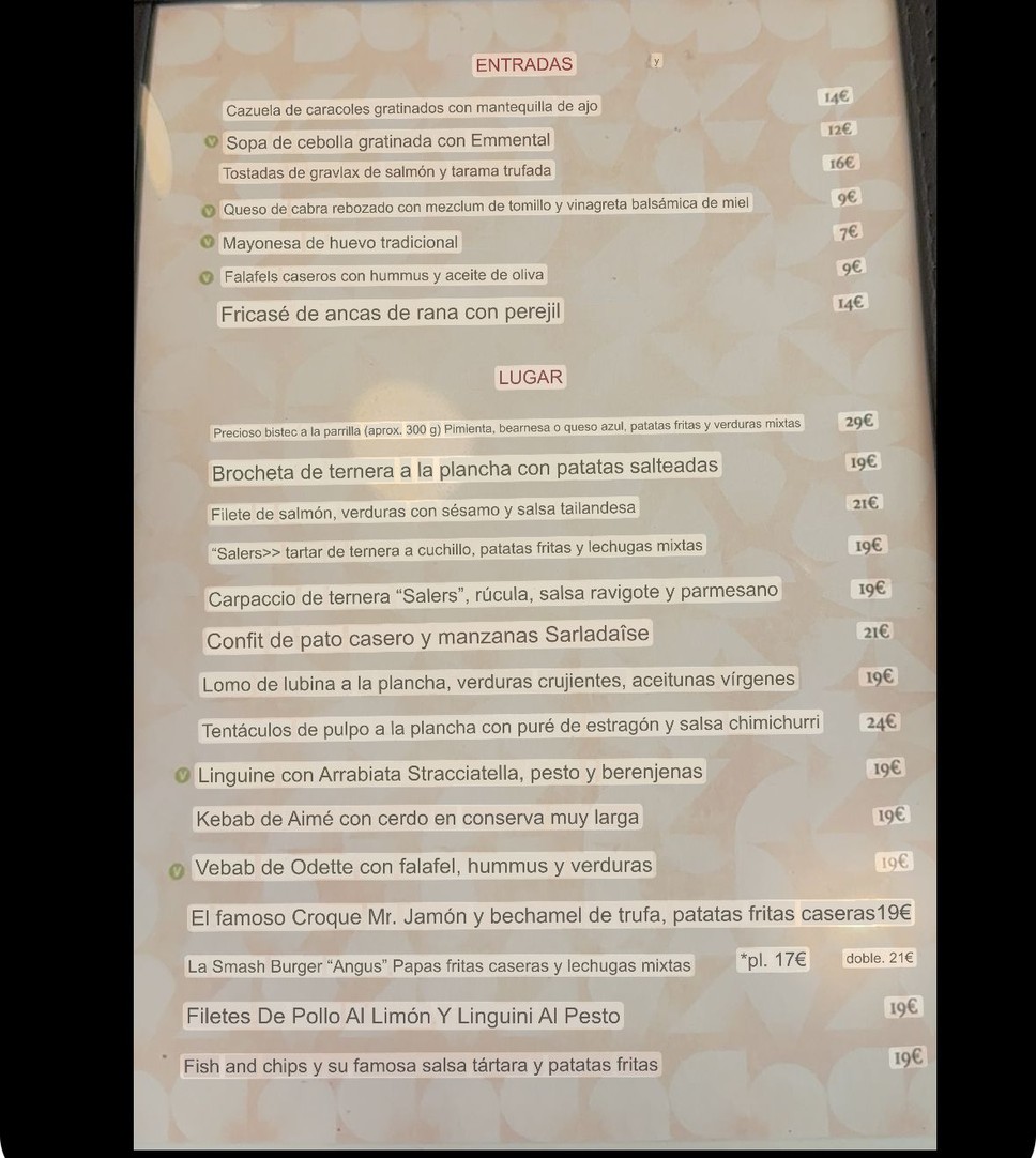 Odette et Aimé menu 1
