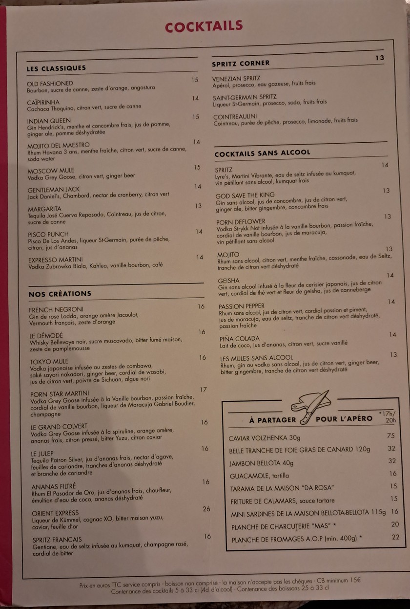 Le Courcelles menu 3