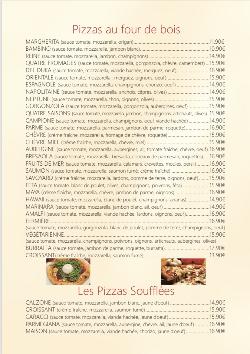 La Favorita menu 3