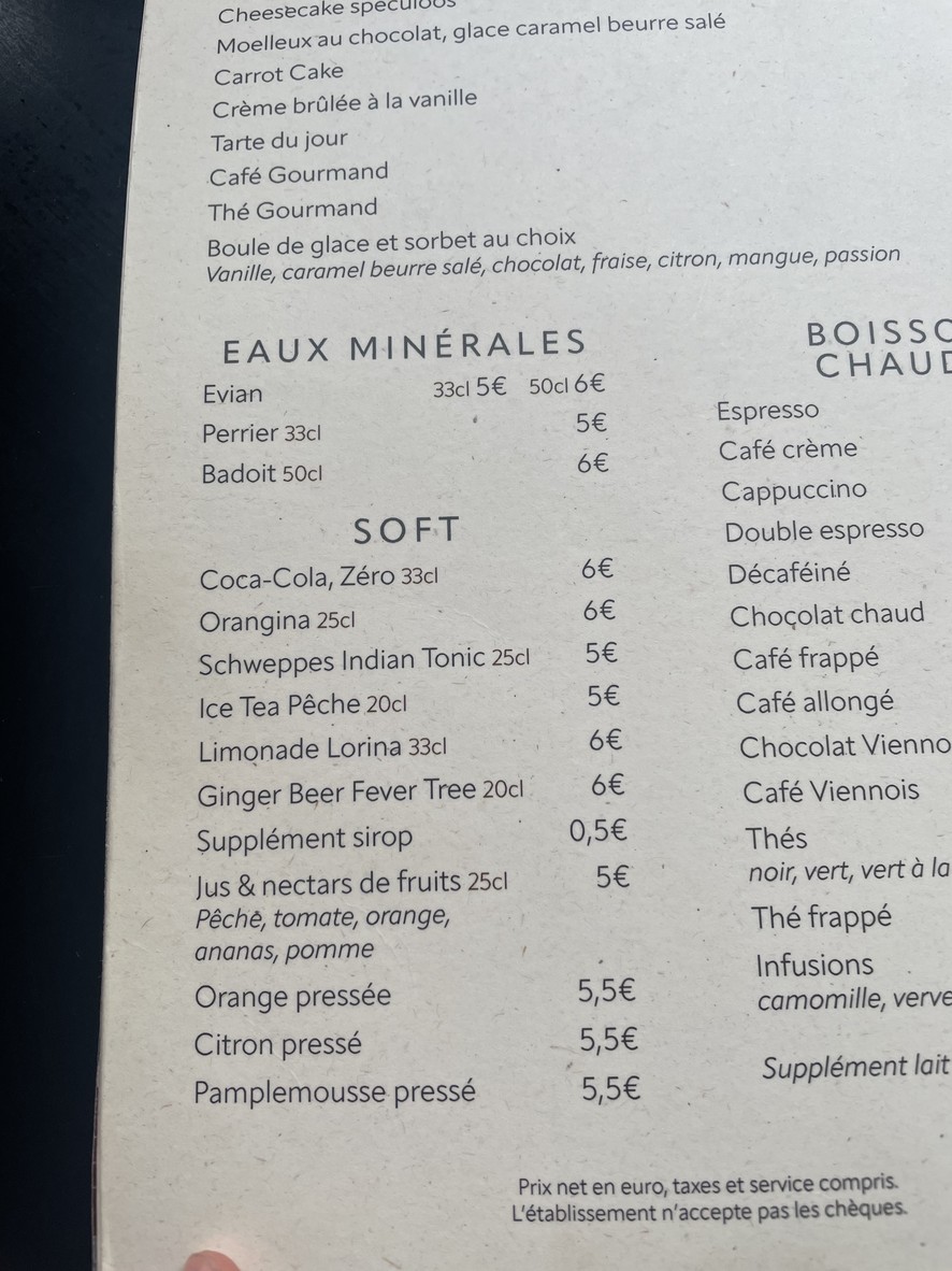 Au Comptoir menu 2