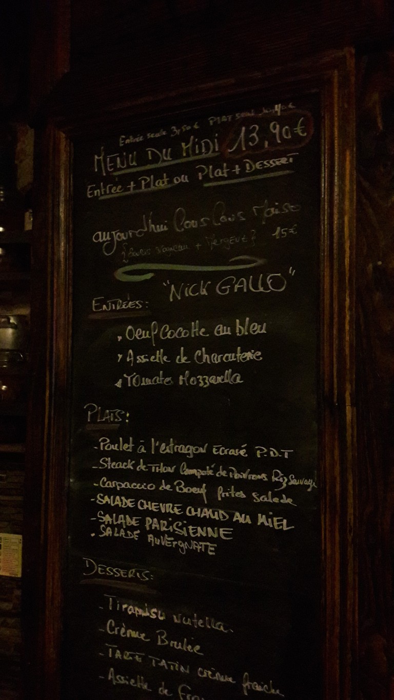 Les Vendanges menu 1