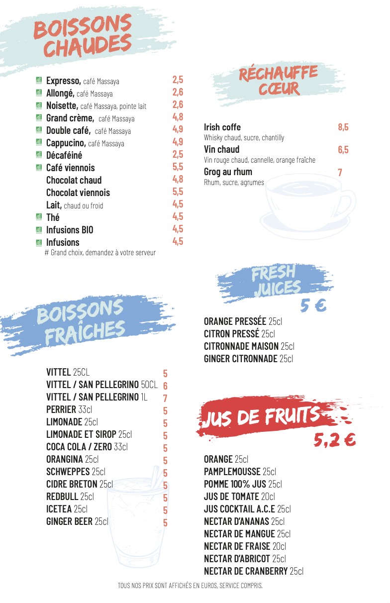Choubidou Paris Montparnasse menu 2
