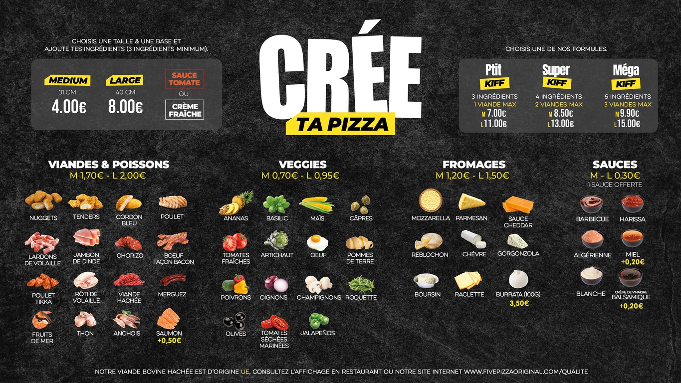 Five Pizza Original - Bobigny menu 1