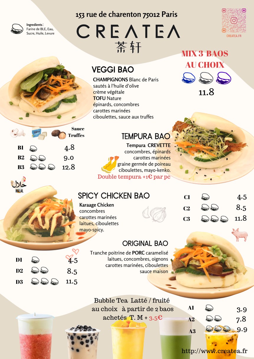 CreaTea & Poke & BBT’ menu 1