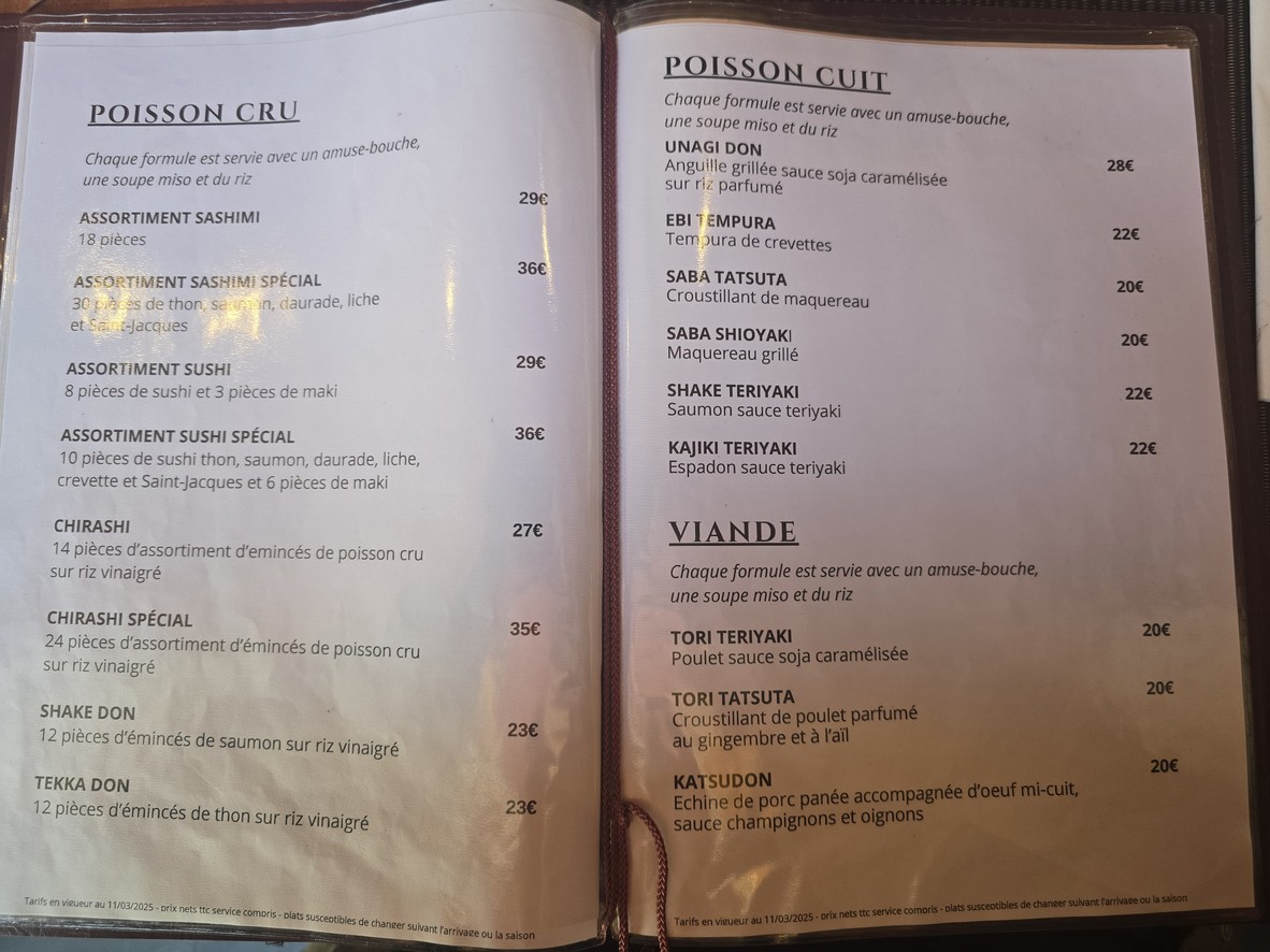 Shiki Boulogne-Billancourt menu 3