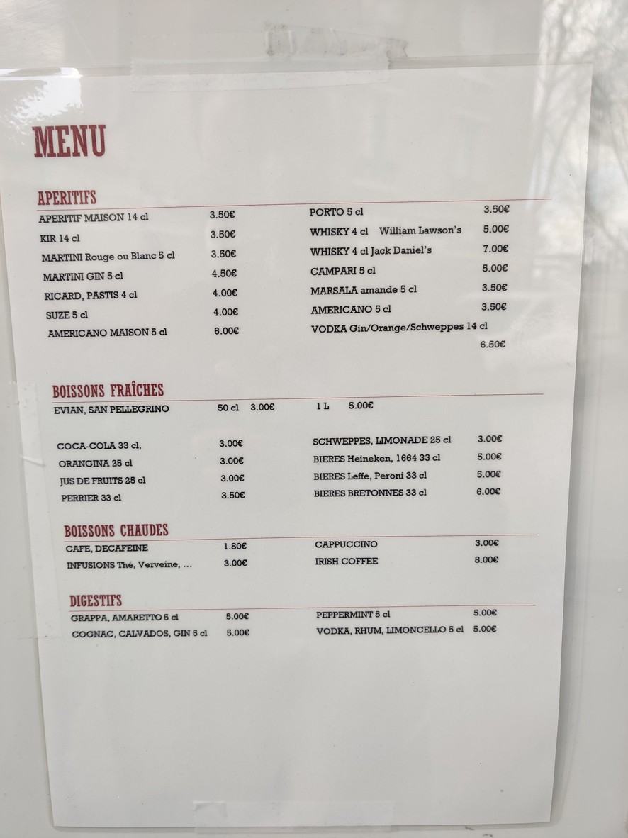 Le Roi Saint Georges menu 1