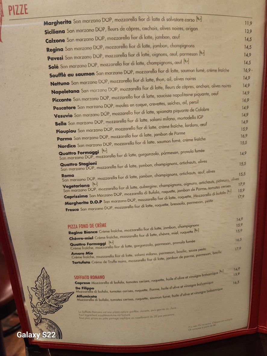 Amore Mio menu 3