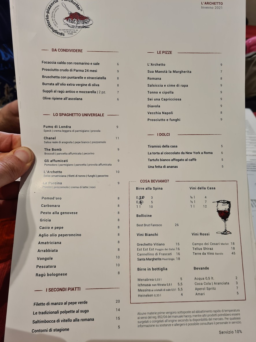L'Archetto menu 1