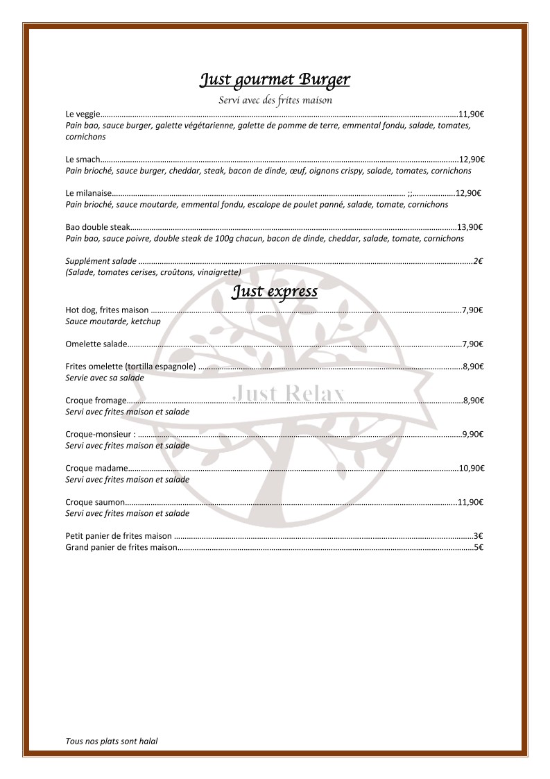 Just Relax - Restaurant & Lounge menu 4