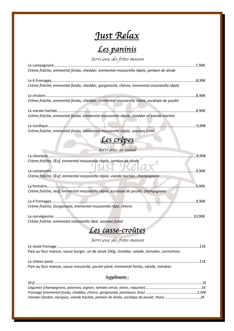 Just Relax - Restaurant & Lounge menu 5