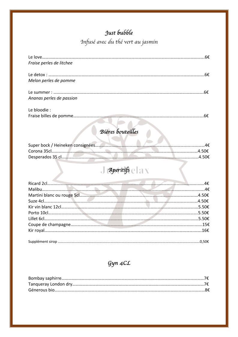 Just Relax - Restaurant & Lounge menu 8