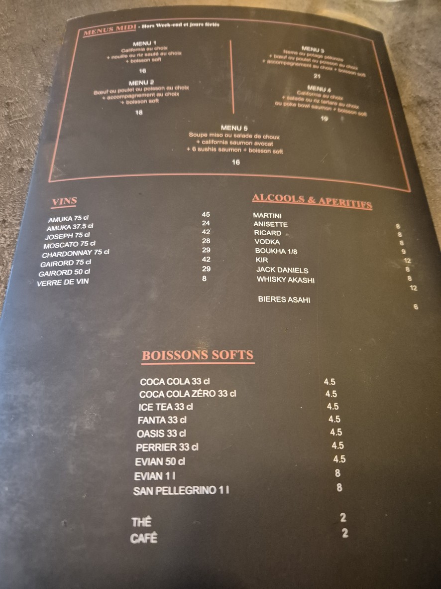 KOÏ’S menu 1