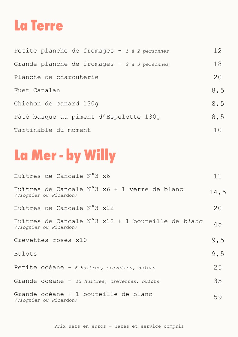 La Trincante menu 1