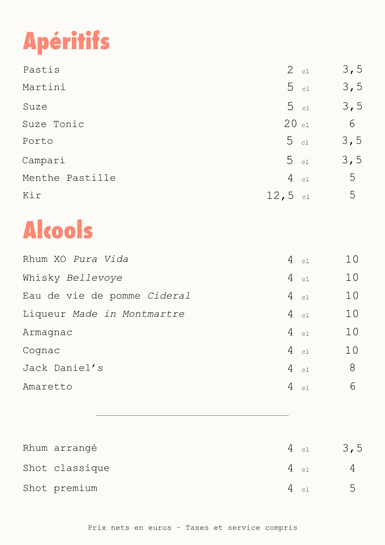 La Trincante menu 2