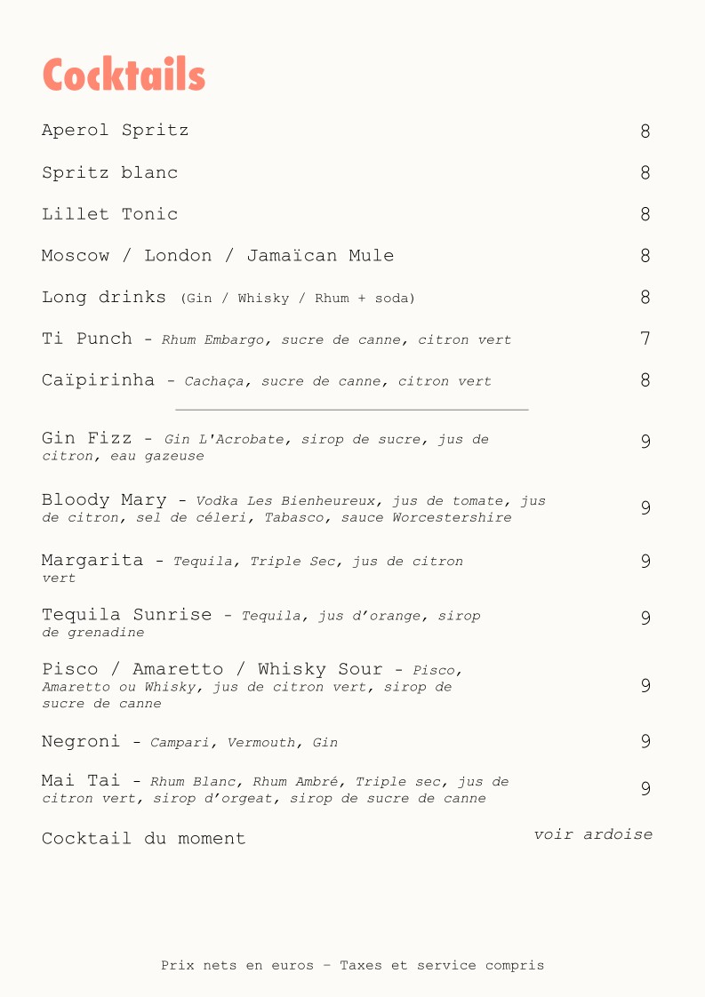 La Trincante menu 3