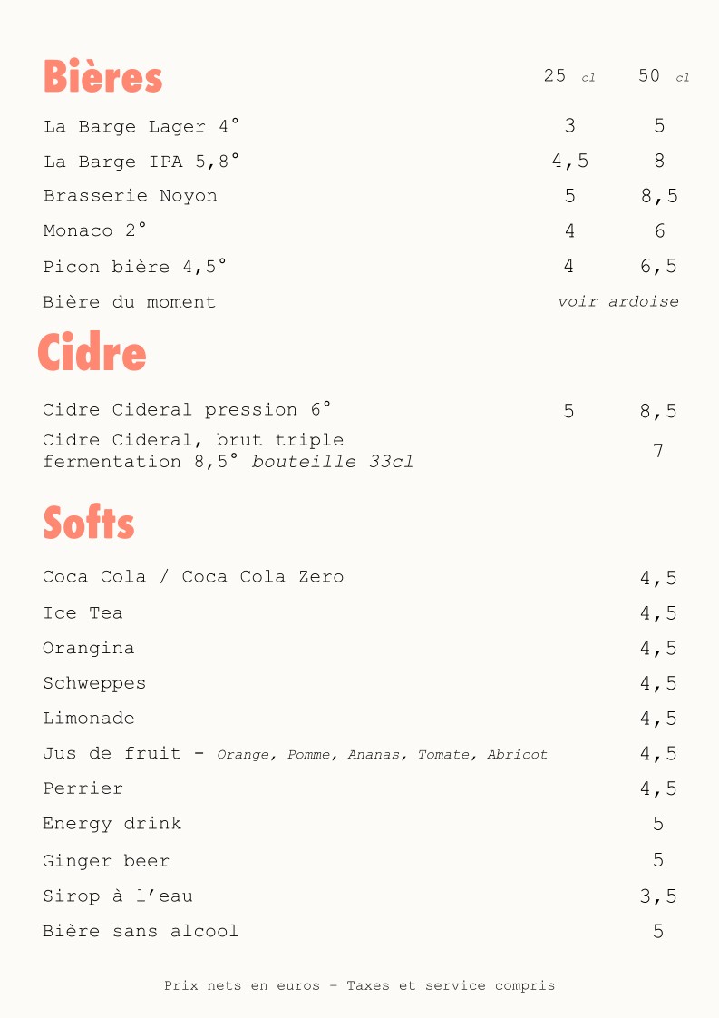 La Trincante menu 5