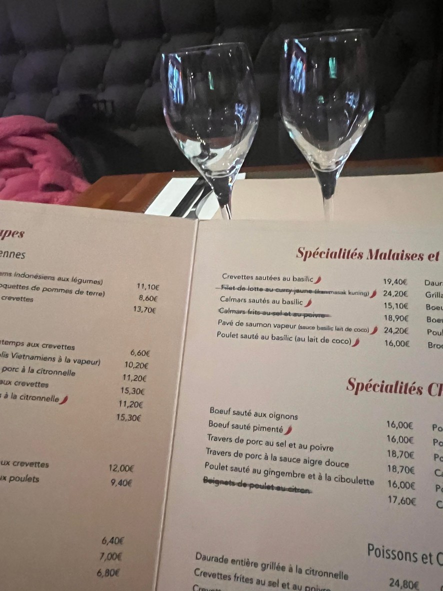 Le Sarawan menu 1