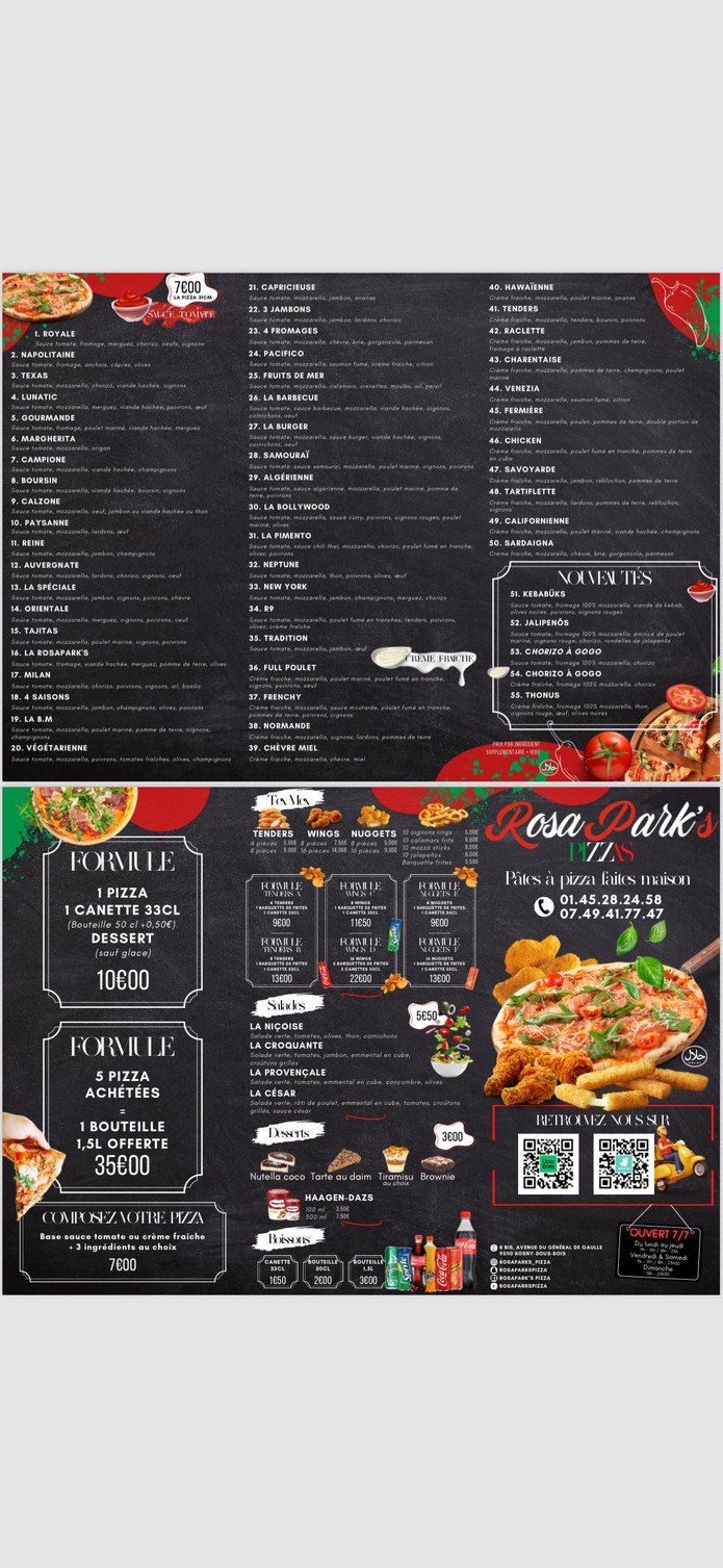 Rosa Park's Pizza menu 1