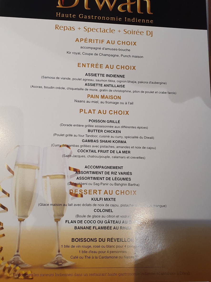 Le Diwali, Haute Gastronomie Indienne menu 2